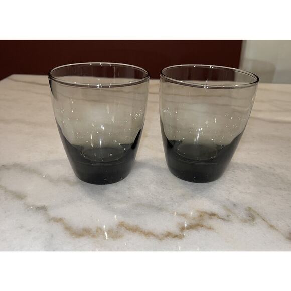 Libbey Double Old Fashioned Rocks Glasses Classic Smoke Gray 4 Modern Set of 2 - Picture 1 of 7